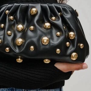 Black and Gold Studded Clutch